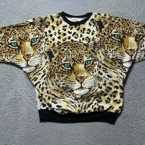 VTG New York Knitworks Sweatshirt‎ Women's Cheetah Print Oversized 80's 90's